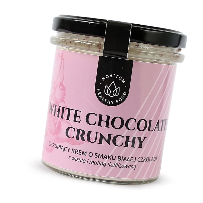 Chrupi膮cy Krem o Smaku Bia艂ej Czekolady z Malin膮 i Wi艣ni膮 White Chocolate Crunchy Keto